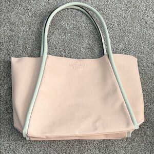 Victoria's Secret Light Pink Tote with Gray Handles